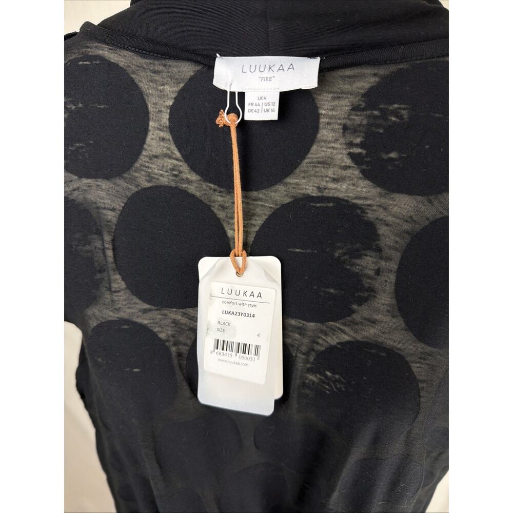 NWT Luukaa Black "Fire" Open Long Cardigan Jacket Burnout Size LG#0698 - Picture 5 of 5